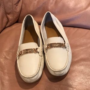 Coach olive white signature leather loafers